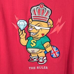 BKYS The Ruler T-Shirt Men’s S Red Graphic Cartoon Crown Diamond Streetwear Tee